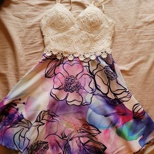 Popcherry water colour skater dress in size 4